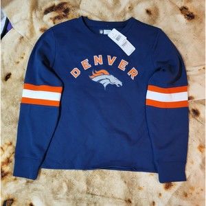 NFL Denver Broncos Navy Blue Orange White Crewneck Sweatshirt